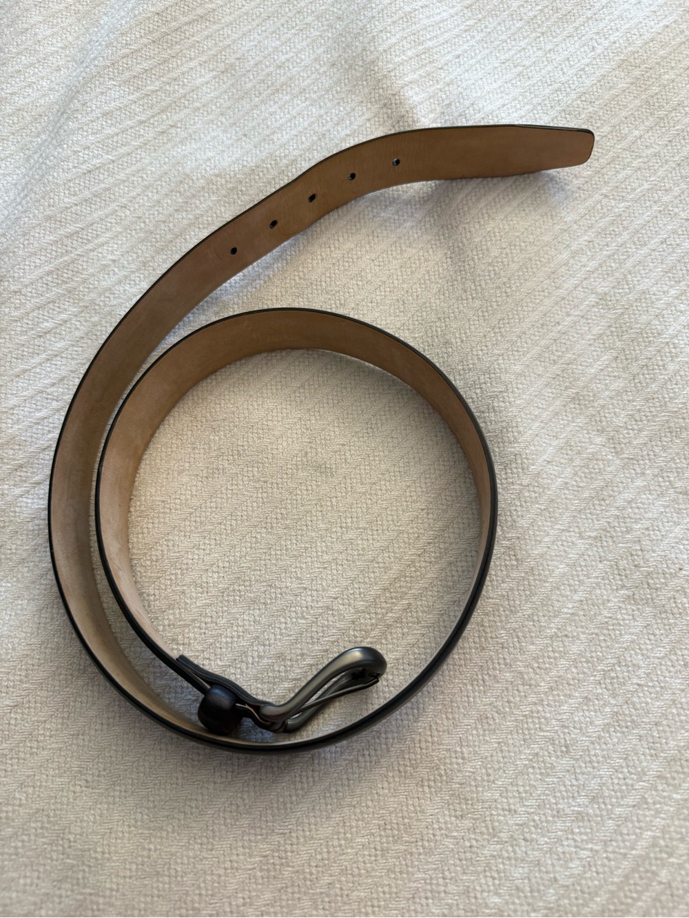 Saks Fifth Avenue Tan Leather Belt with Embossed Branding